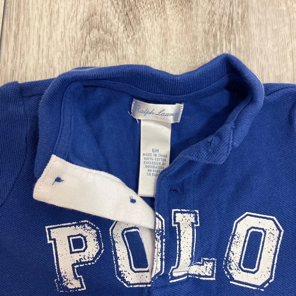 Ralph Lauren Boys 6 M Romper Blue Polo
